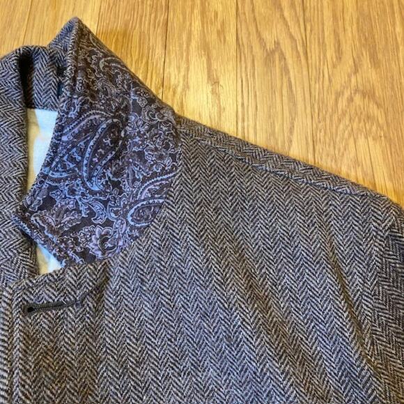 Sunny Sports Mens Large Wool Blend Tweed Blazer 4 Button Herringbone Lined - Picture 11 of 15